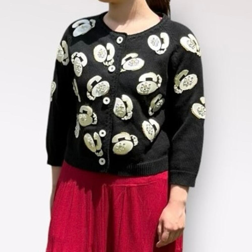Michael Simon Vintage‎ 3/4 Sleeve Telephone Cardigan Size S - Picture 3 of 8